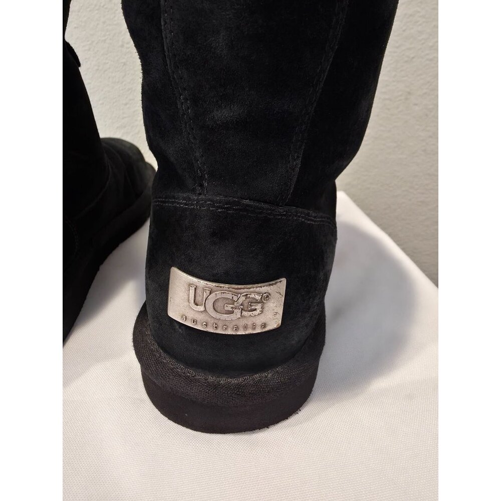 UGG Australia MONTCLAIR 1892 Black Tall Suede Shearling Winter Boots Women's 8 - Picture 8 of 11